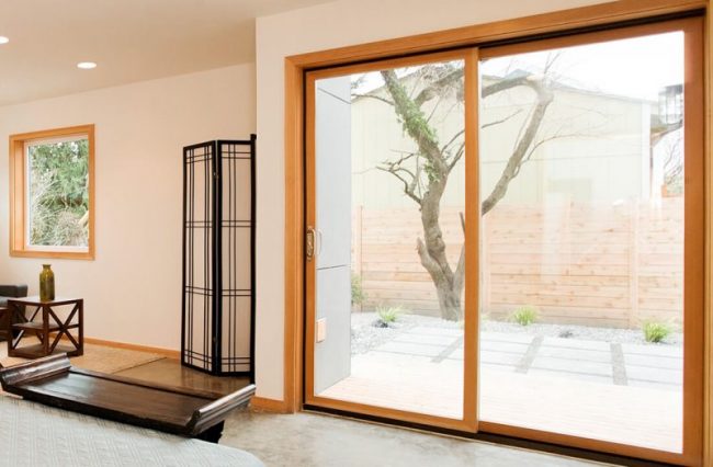 Oak effect uPVC patio door