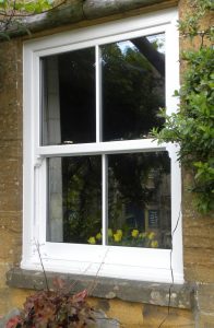 White uPVC sliding sash window
